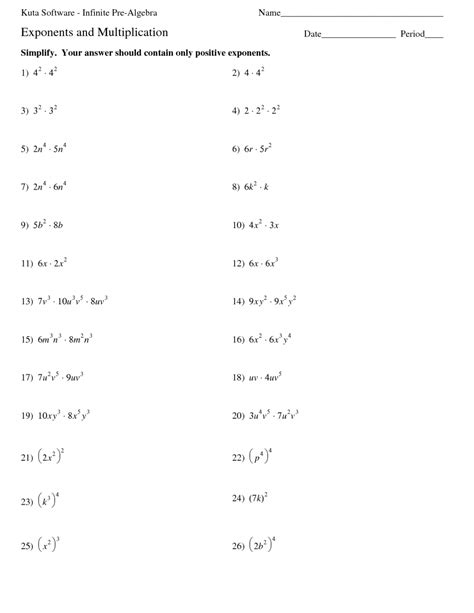 multiplication properties of exponents worksheet 7-1